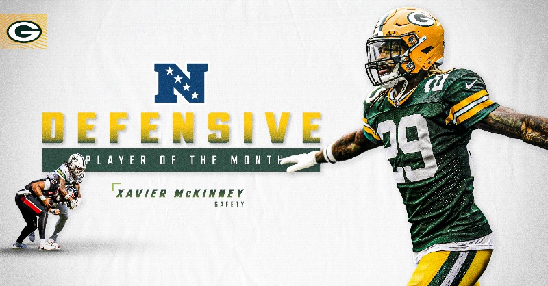 packers's tweet photo. MR. OCTOBER

Xavier McKinney is the NFC Defensive Player of the Month!