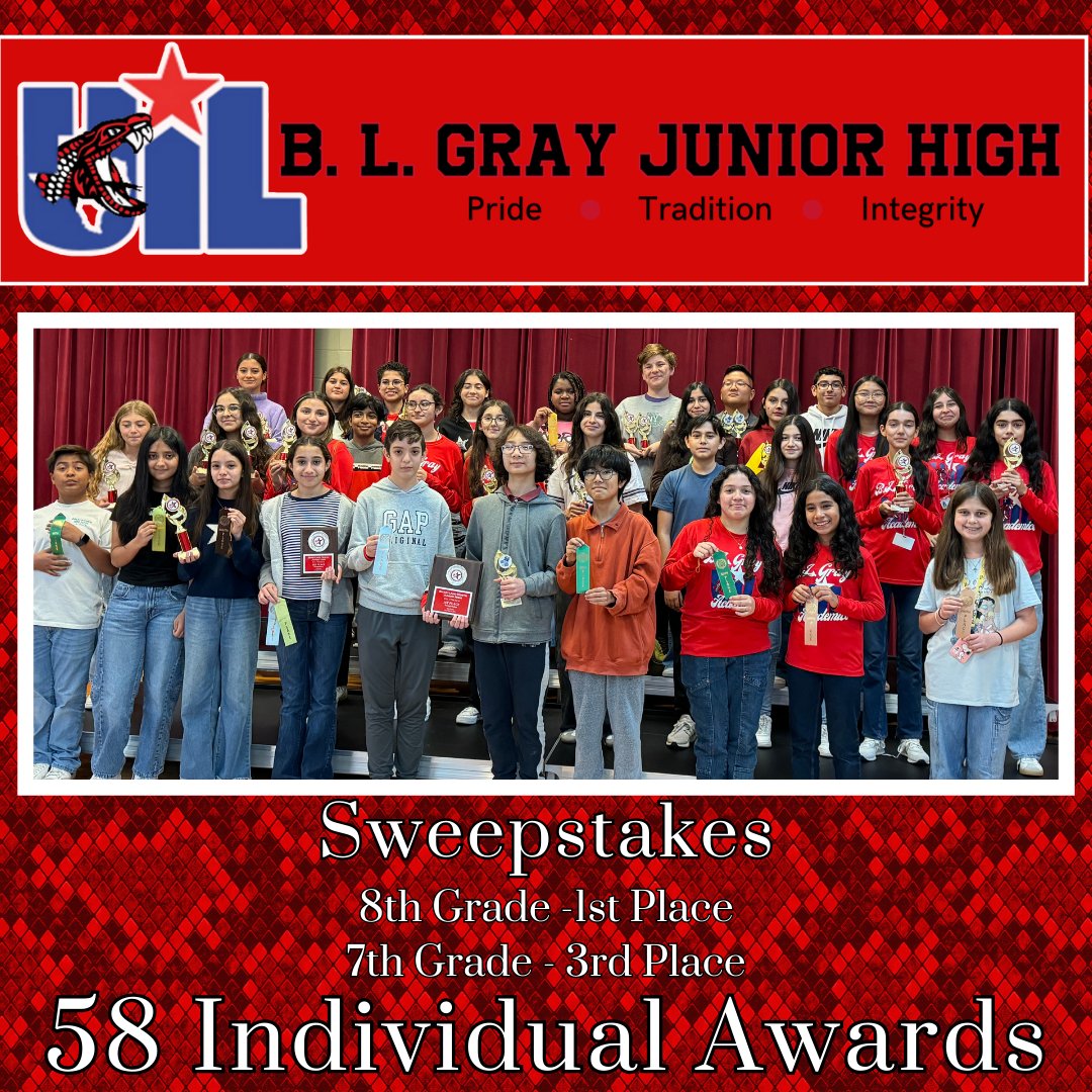 Congratulations to our incredible B. L. Gray scholars for their outstanding accomplishments at the October 26th UIL  meet! Our students celebrated with a small social where they received their well-earned trophies and awards. We’re so proud of their hard work and dedication!