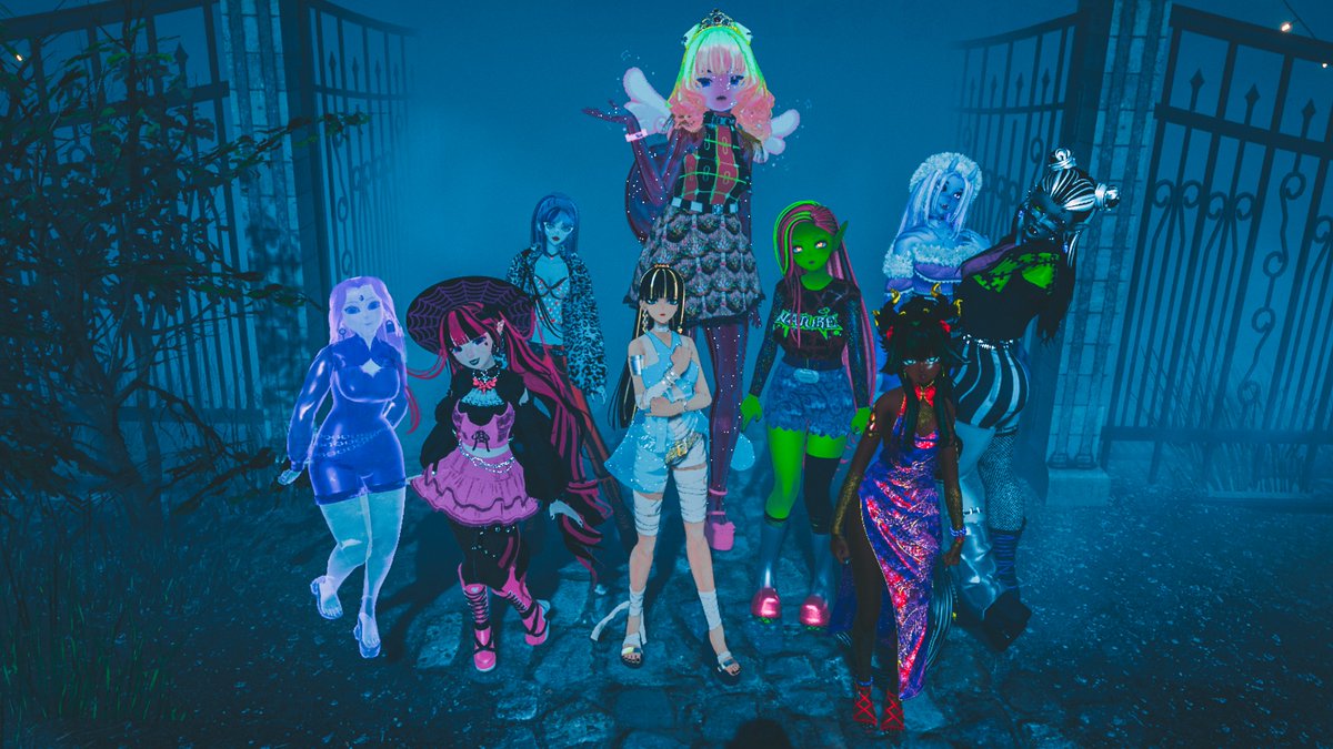 okgoldvr's tweet photo. Spent October planning a massive #MonsterHigh  cosplay group w/ @jenny0629_vr, @Yuna_ViR, @Smikiin, @im_justjaime, @LanceMallow, @PlushiesPastel, @BrikaroVr, @valco_vrc, &amp; @GIGA_strawbewwy 👻 We did a full photoshoot with talented photographer @SushiFerretVR 🦇 Was such a blast🎃 https://t.co/RaiovaxuIG