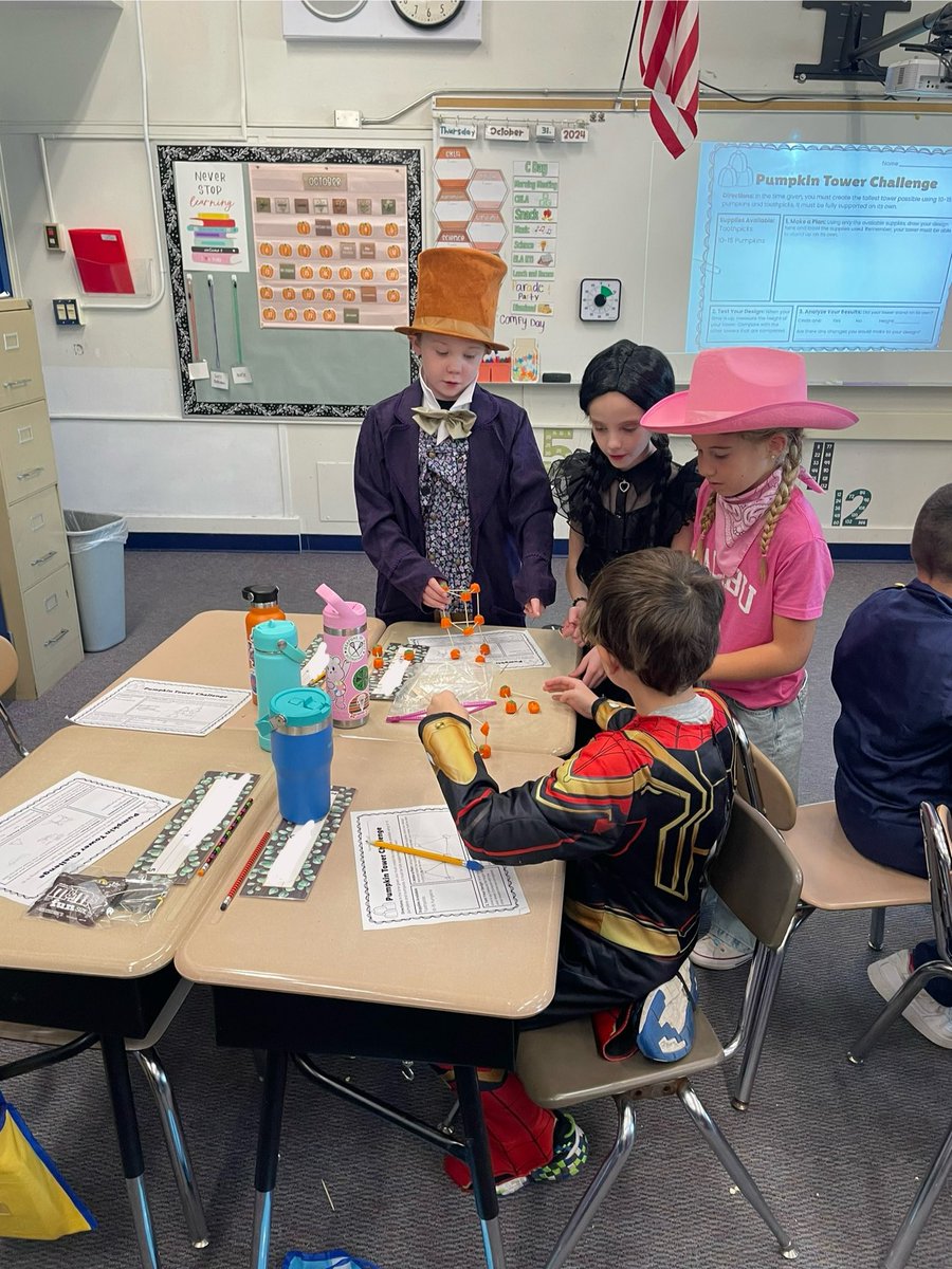MissClearySN's tweet photo. The Great 3rd Grade Pumpkin Tower Competition! Students had a blast working together to see whose tower could be the tallest and stand on its own. We only had one succeed! 🎃@Spitzy19 @WestIrondequoit https://t.co/xxlD3WPKuu
