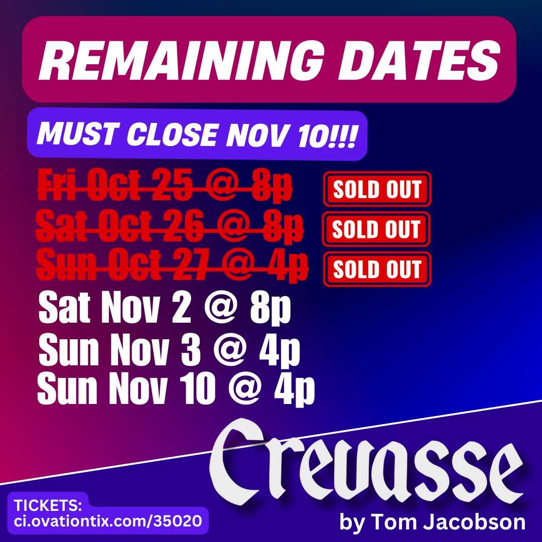 Final call. Last three shows. Must close. Grab your seats. sonofsemele.com 
#semelefan #mustclose #disney #riefenstahl #TomJacobson
