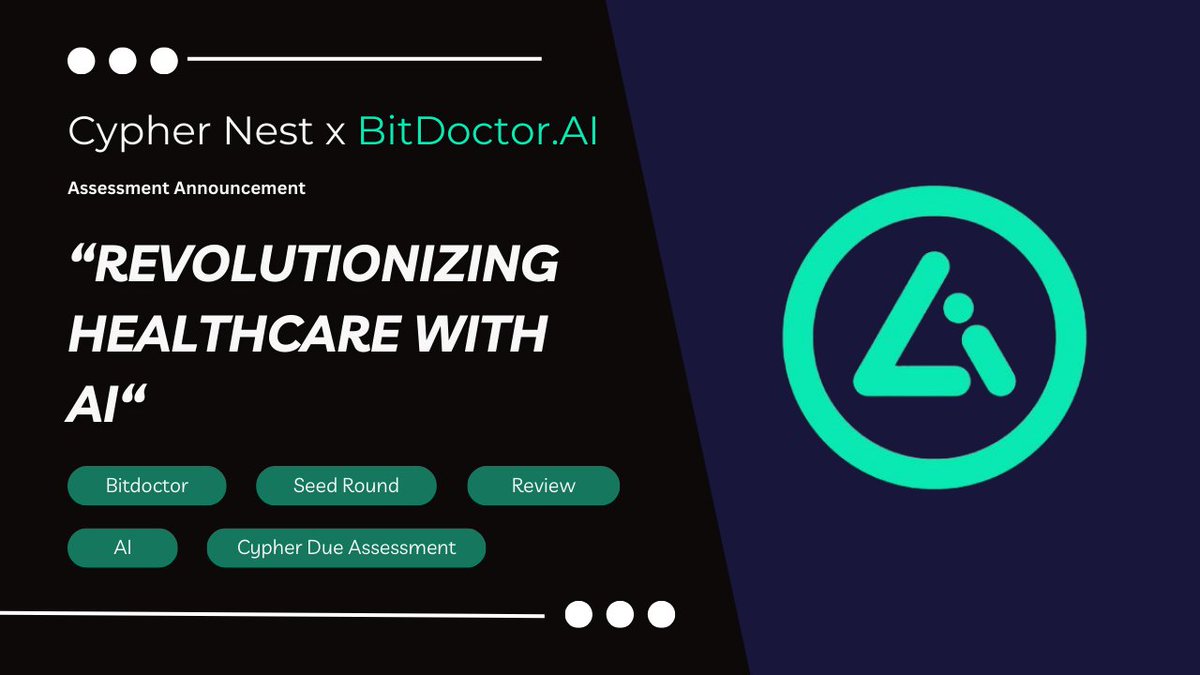 Another startup we are glad to review with their collaboration, <a href="/BitDoctorAI/">BitDoctor.ai</a>, as part of our assessment program directed for Web3 investors. 

BitDoctor.ai leverages AI and blockchain to provide accessible, AI-powered health diagnostics via smartphones.

Read more: