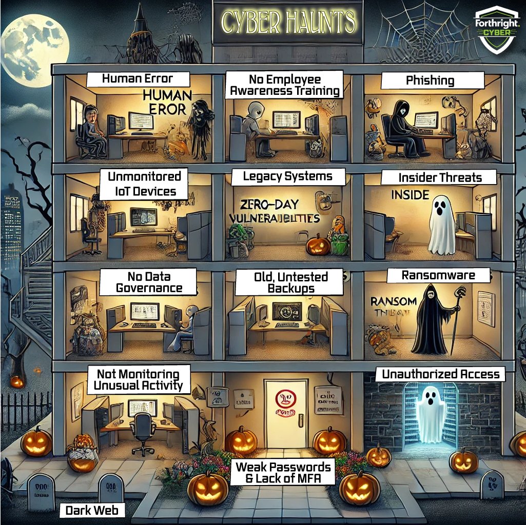 There are scarier things than ghosts and goblins, especially when it comes to #cybersecurity. 😱👻  What cyber scares haunt your business?

#ForthrightCyber