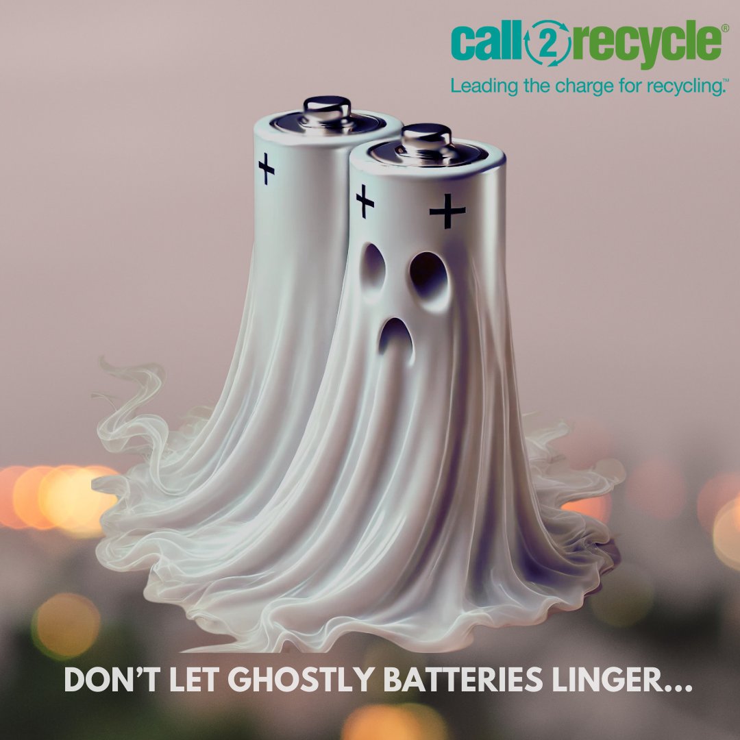Happy Halloween! 🎃 🦇 👻

This spooky season, recycling your dead batteries is all treat, no trick! 🍬🧹 Don’t ghost the planet—use our locator to drop ‘em off: bit.ly/3WwO0YH 

Keep it spooky, keep it sustainable. 🌎✨
#Halloween #Call2Recycle