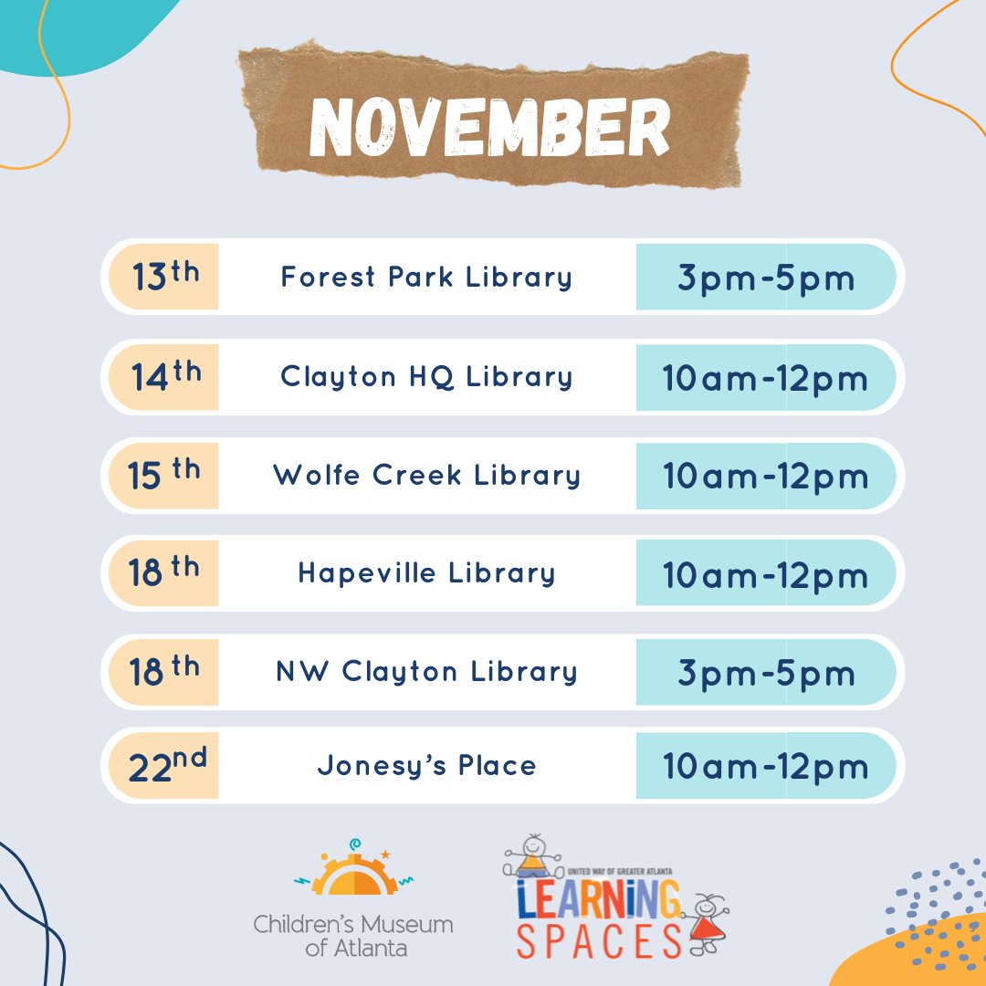 Branch out and learn about the wonders of trees as the season changes! 🌳🍂 Meet our Learning Spaces Educator, DeWayne Morgan, at your local Atlanta library for a unique and FREE learning experience with your little one. 🤗⁠

See you there, friends! 🧡⁠