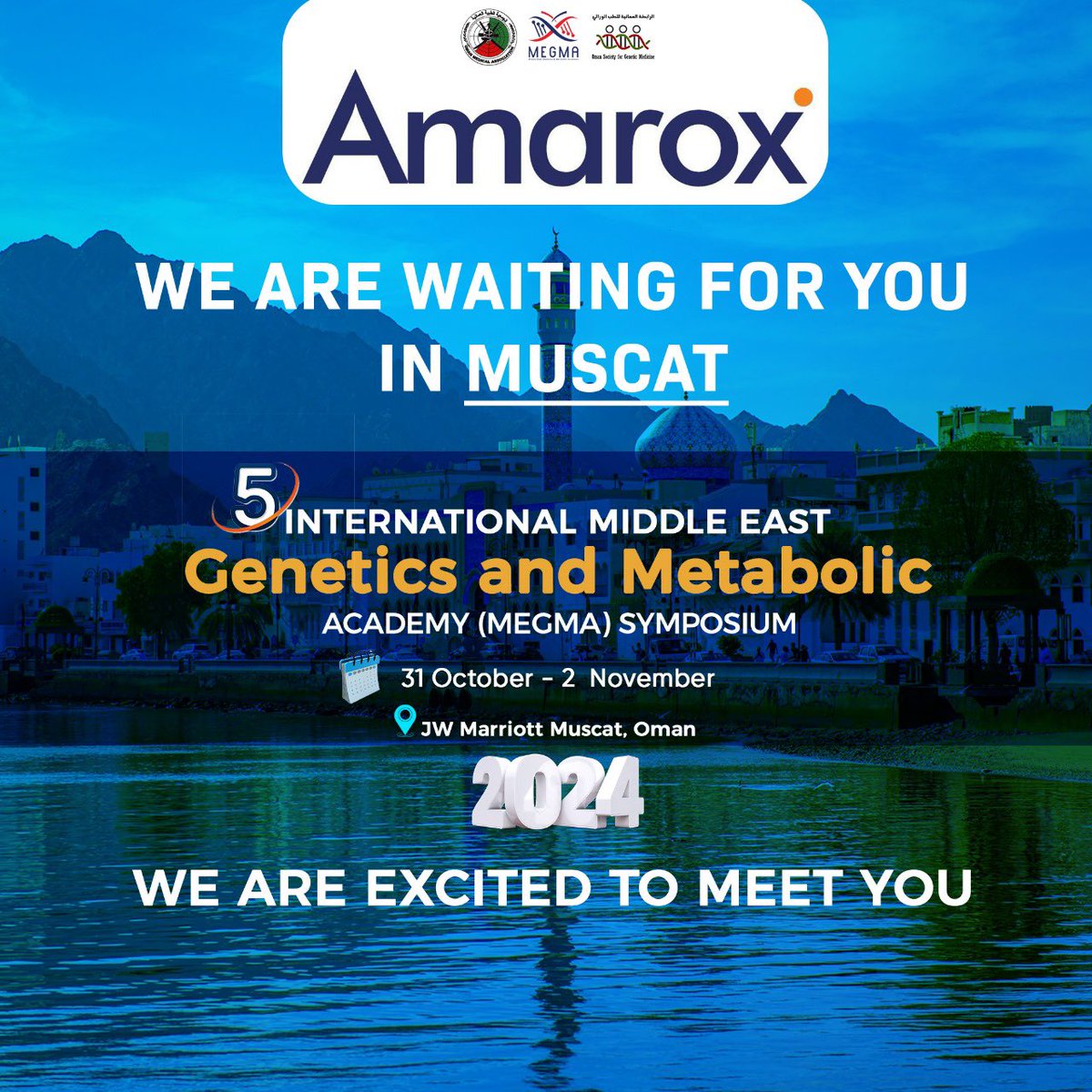Amarox_ksa's tweet photo. Join us at the 5th International Middle East Genetics and Metabolic Academy Symposium & Visit Amarox booth.
📍Muscat, Oman.
Connect, Learn, and Explore the latest solutions.
#Amarox #MEGMA https://t.co/bYJKr3oym3