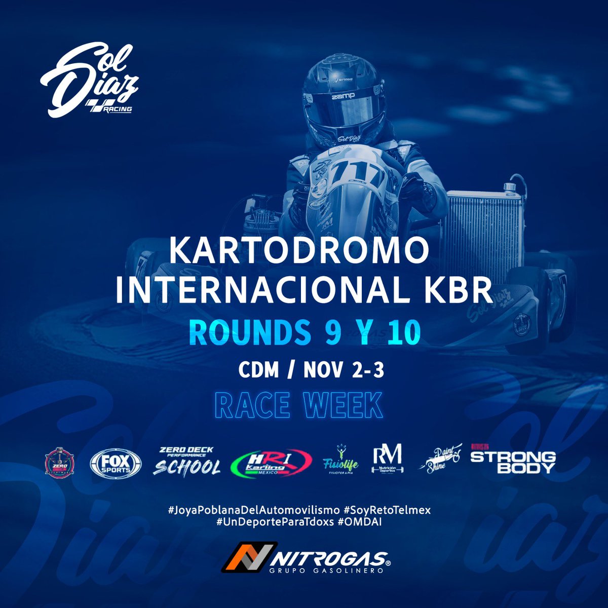 Están invitados a la carrera del Fin de semana en el Kartodromo de KBR en Huixquilucan Estado de México 🏁⭐️ entrada libre 😉🏎️ #SolesReto #OMDAI #SolDiazRacing #SolDiaz #Piloto #Joyapoblanadelautomovilismo #haciendohistoria #RaceWeek