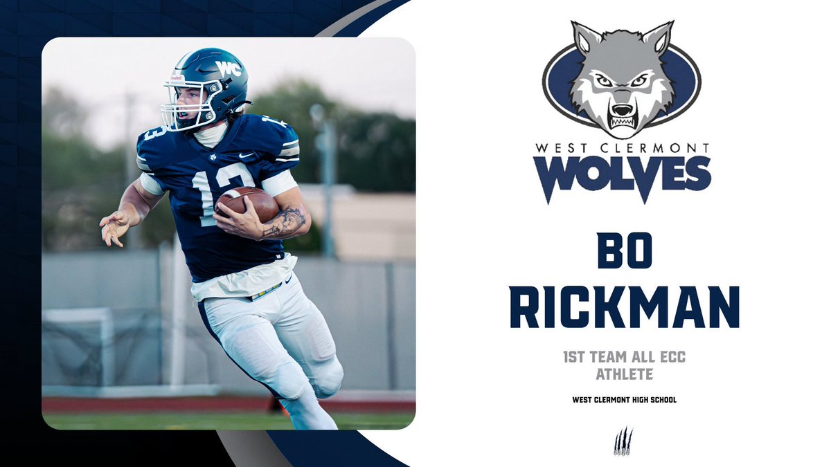 West Clermont HS Wolves Football (@wchswolvesfb) on Twitter photo 🚨🚨Congrats to 2025 ATH, Bo Rickman / <a href="/bo1rickman/">Bo Rickman</a> for earning 1st Team All ECC🚨🚨
#HUNT
#WETSU 🚨🚨Congrats to 2025 ATH, Bo Rickman / <a href="/bo1rickman/">Bo Rickman</a> for earning 1st Team All ECC🚨🚨
#HUNT
#WETSU