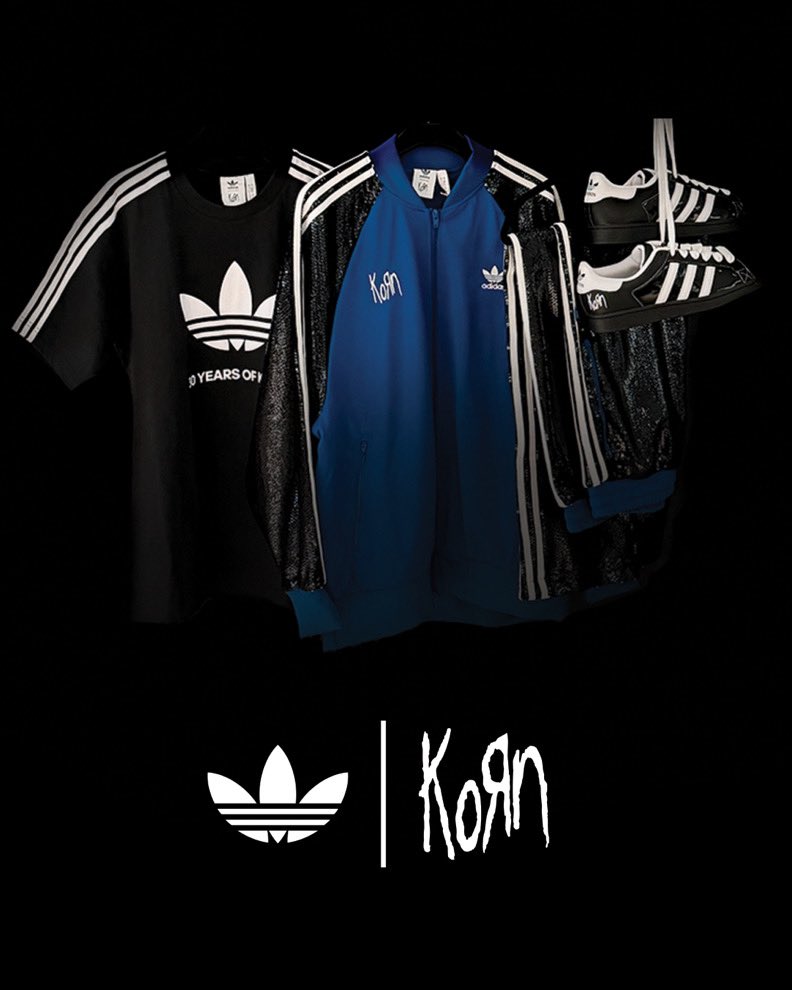 Korn (@korn) on Twitter photo KoRn X <a href="/adidasoriginals/">adidas Originals</a> Drop 3 available now in our webstore, including our exclusive Superstar Demo Sneakers and Black Sequin Tracksuit, only available here: kornwebstore.com KoRn X <a href="/adidasoriginals/">adidas Originals</a> Drop 3 available now in our webstore, including our exclusive Superstar Demo Sneakers and Black Sequin Tracksuit, only available here: kornwebstore.com