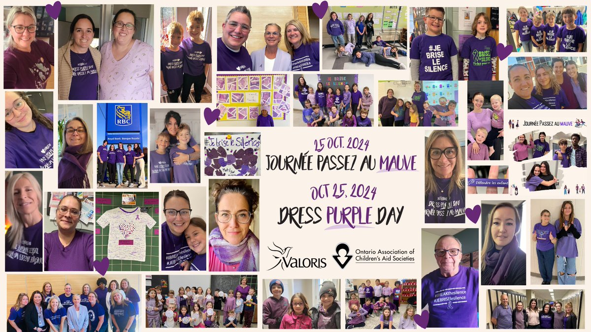 October 25th was Dress Purple Day. Thank you to everyone in Prescott-Russell who participated in the campaign by wearing purple clothing and accessories! Together, we can ensure the safety and well-being of the children and youth around us. 💜
