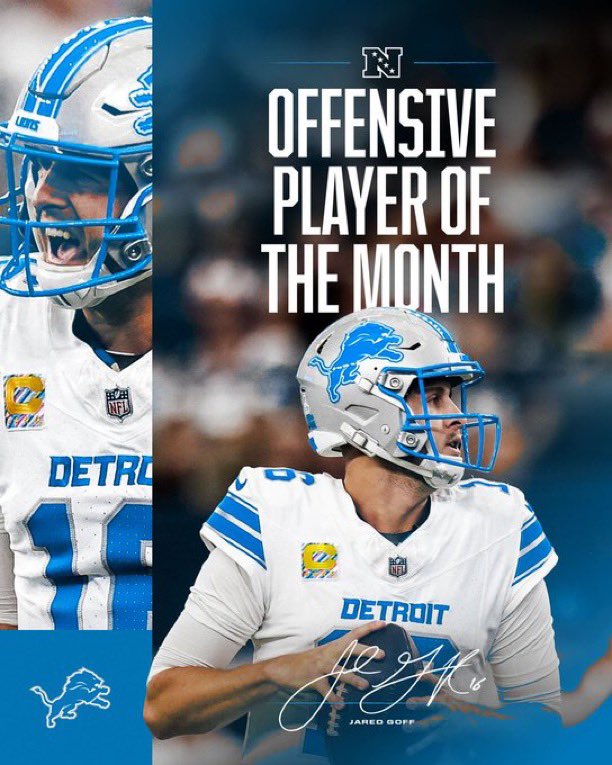 Jared Goff is your NFC Offensive Player of The Month 🔥

#OnePride