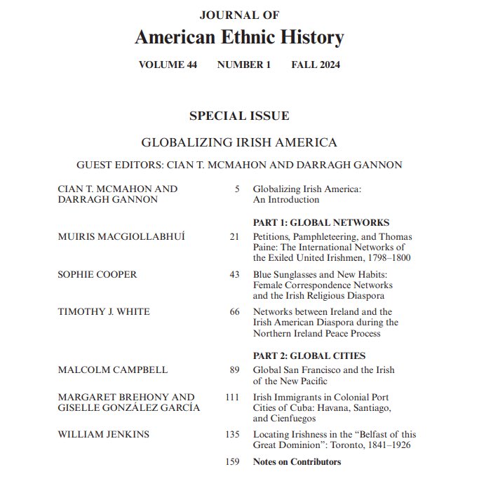 Darragh Gannon (@dgannon2016) on Twitter photo #GlobalHistory #Twitterstorians
I’m delighted to officially announce - with my co-editor <a href="/CianTMcMahon/">Cian T. McMahon</a> - the publication of a double SPECIAL ISSUE of <a href="/JournlAmEthHist/">Journal of American Ethnic History</a>: 
   🌎’Globalizing Irish America’🌍
This issue consists of 2 conceptual themes #GlobalNetworks #GlobalCities #GlobalHistory #Twitterstorians
I’m delighted to officially announce - with my co-editor <a href="/CianTMcMahon/">Cian T. McMahon</a> - the publication of a double SPECIAL ISSUE of <a href="/JournlAmEthHist/">Journal of American Ethnic History</a>: 
   🌎’Globalizing Irish America’🌍
This issue consists of 2 conceptual themes #GlobalNetworks #GlobalCities