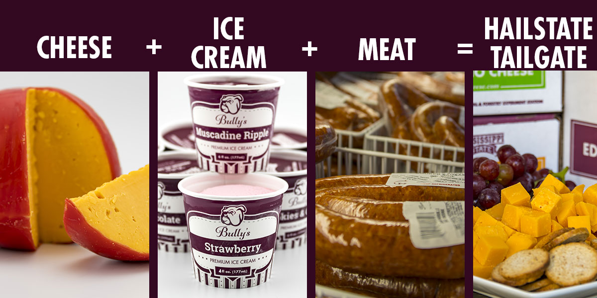 Get  your MSU Cheese, ice cream and meat for your Homecoming HailState  Tailgate. Open gameday, Saturday, November 2, from 9:00 am - 4:30 pm. #MAFES #MSUcheese #msuicecream