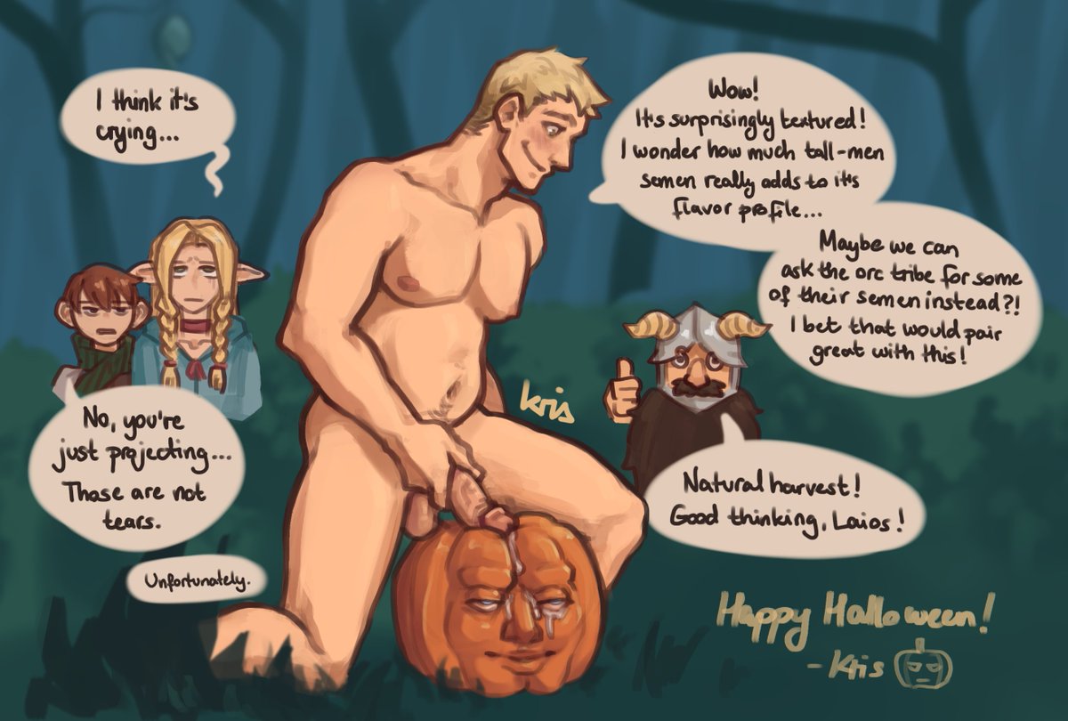 They say food tastes best when it's prepared with love but... Laios might be overdoing it here... 😭

Happy Halloween everyone! Please enjoy the annual p̶u̶m̶p̶k̶i̶n̶ dryad fruit piece! 🎃