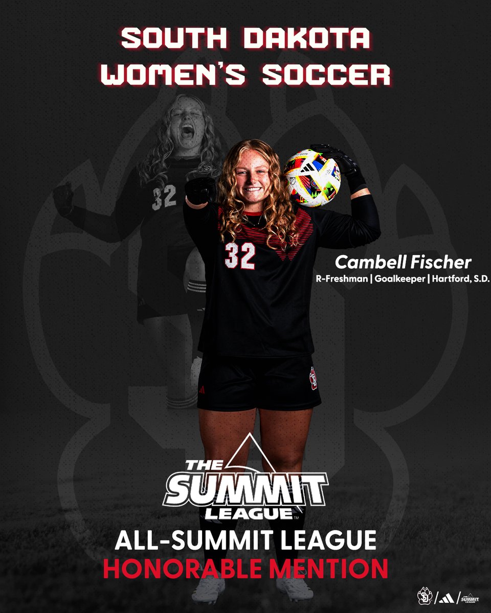 SDCoyotesSoccer's tweet photo. Round of applause for our keeper! 👏

Cambell Fischer earns honorable mention honors in her first season as the Coyote goalkeeper.

#GoYotes x #WeAreSouthDakota https://t.co/WJo6D8gq3k