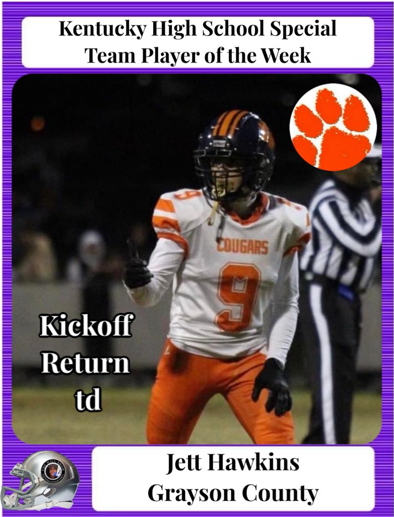 54 Sports Network🎙 (@54sportsnetwork) on Twitter photo The Will Show’s KY HS Football Special Team Player of the Wk is <a href="/gchs_cougars/">Grayson County High</a> <a href="/Jetthawkins9/">Jett Hawkins</a> …..Congratulations. #highschoolfootball #highschoolsports #TheWillShow The Will Show’s KY HS Football Special Team Player of the Wk is <a href="/gchs_cougars/">Grayson County High</a> <a href="/Jetthawkins9/">Jett Hawkins</a> …..Congratulations. #highschoolfootball #highschoolsports #TheWillShow