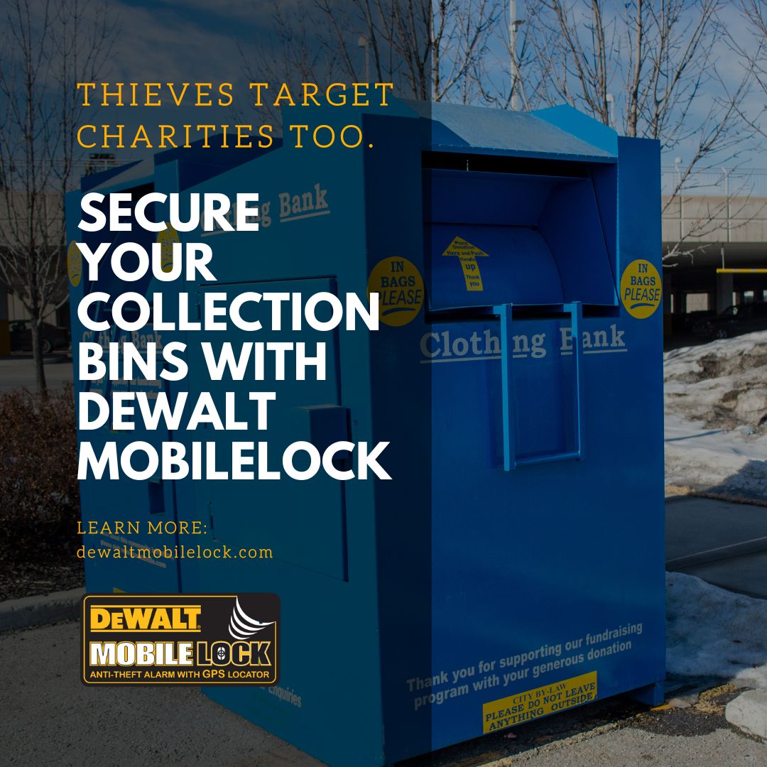 𝐓𝐡𝐢𝐧𝐤 𝐭𝐡𝐢𝐞𝐯𝐞𝐬 𝐰𝐨𝐧'𝐭 𝐭𝐚𝐫𝐠𝐞𝐭 𝐜𝐡𝐚𝐫𝐢𝐭𝐲 𝐝𝐨𝐧𝐚𝐭𝐢𝐨𝐧 𝐛𝐢𝐧𝐬?  😠 Sadly, even charitable organizations are vulnerable to theft. Protect those valuable donations with DEWALT Mobilelock!