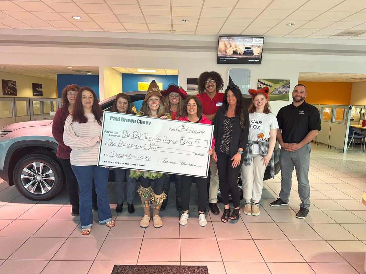 PinkPumpkin48's tweet photo. Thank you Paul Brown Chevrolet for your generous donation and continued support!! https://t.co/yd4SMgYv7l