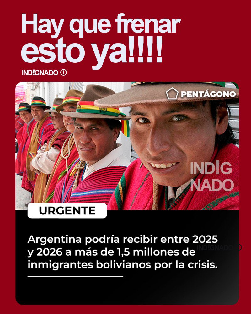 indignadoxd's tweet photo. HAY QUE FRENAR LA INVASIÓN BOLIVIANA!! No quiero escuchar a ningún boludo diciendo que no! En Bolivia nos cobran todo y hasta nos dejan morir en la puerta del hospital sino le pagamos con dólares. ¿Qué se les ocurre para frenar esta invasión.? Máxima difusión.🔥🤬 https://t.co/GDYkWiEdv4
