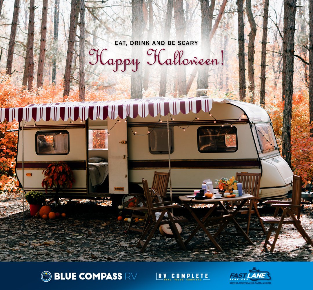 🎃 Sending you ghoulish greetings and monster-sized fun this Halloween! 👻

Happy Halloween from all of us at Blue Compass RV Manteca!

---

Find your new Trailer or RV at:
bluecompassrv.com/locations/cali… | 833.648.2548
204 S. Vasconcellos Avenue in Manteca, California
