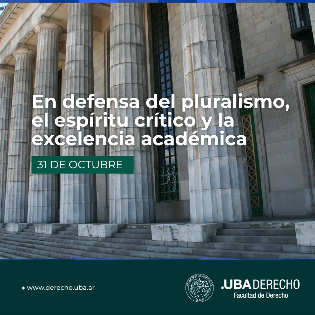 Ante las injuriosas afirmaciones vertidas en medios de comunicación masivos, que han puesto en duda la vigencia del principio de libertad de cátedra de nuestra Facultad, el Sr. Decano manifiesta su máximo repudio y desmiente las versiones en tal sentido.