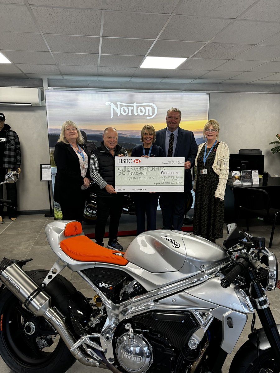 MAMGoodlet's tweet image. Delighted to present a cheque for £1000 to the @RosemaryNurses this afternoon on behalf of @winchesterRFC &amp;amp; @WinchesterSkoda in memory of my sister Lynne who they cared for during her terminal cancer. Congratulations Rob Sanderson on your charity cycle ride that raised the funds.