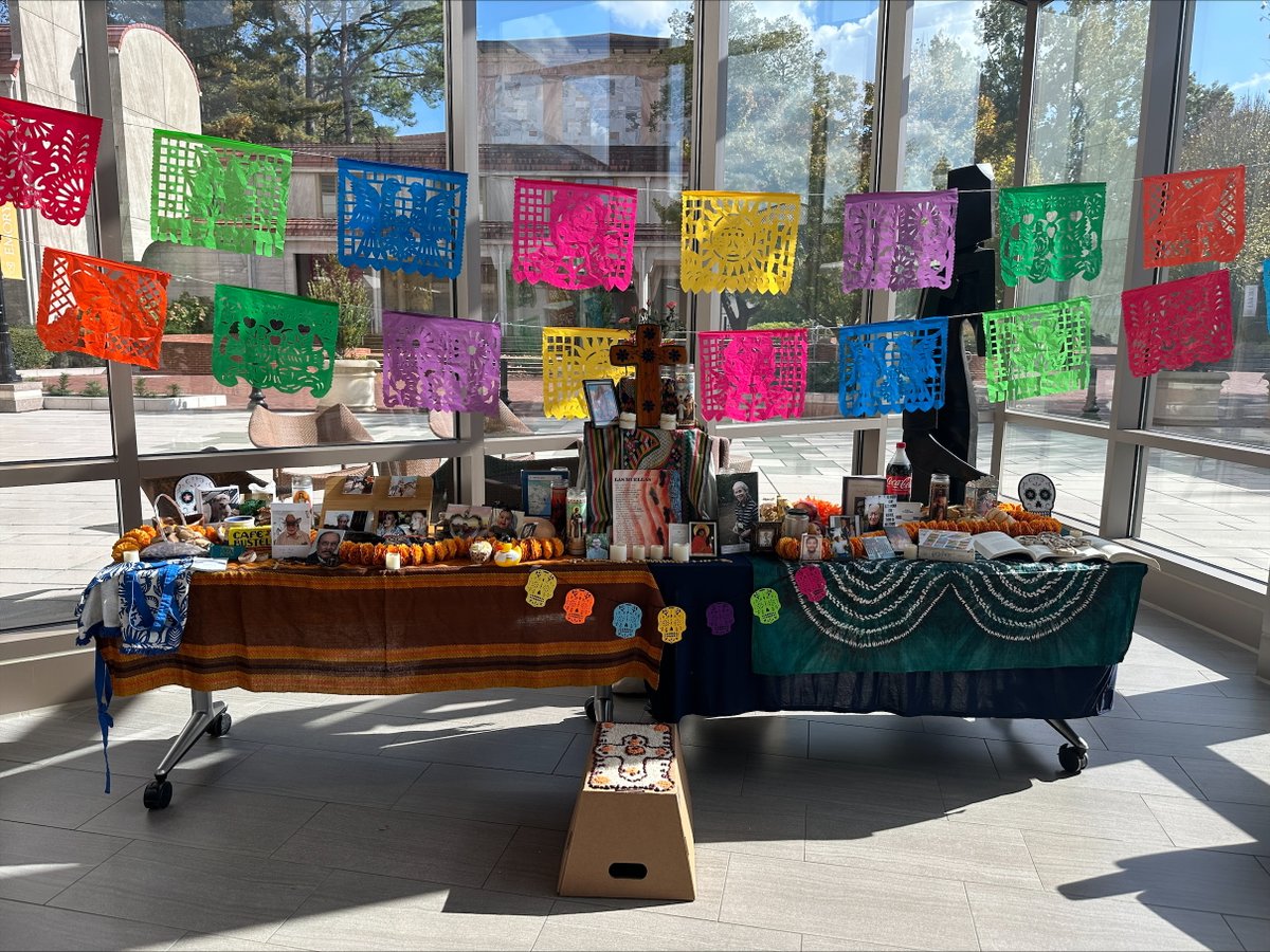 Thanks to Candler's La Mesa Academy, Catholic Studies program, and student group La Familia, the atrium is currently home to an altar, or ofrenda, honoring our community's departed loved ones for Día de los Muertos (Day of the Dead), commemorated at the start of November.