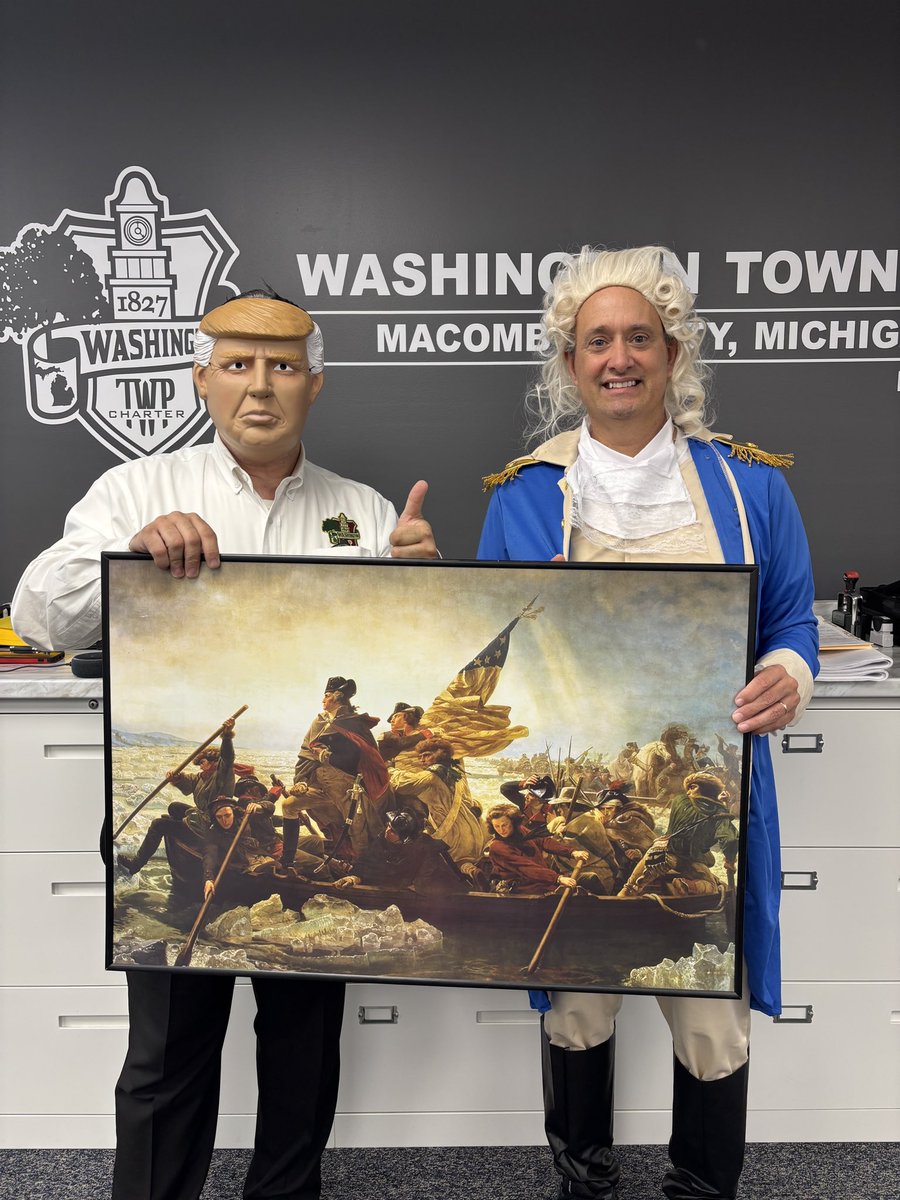 I had a blast from the past visitor today - George Washington swung by Washington Township (courtesy of Tim Bussineau) to spread some spooky cheer and wish everyone a Happy and Safe Halloween! 🎃
