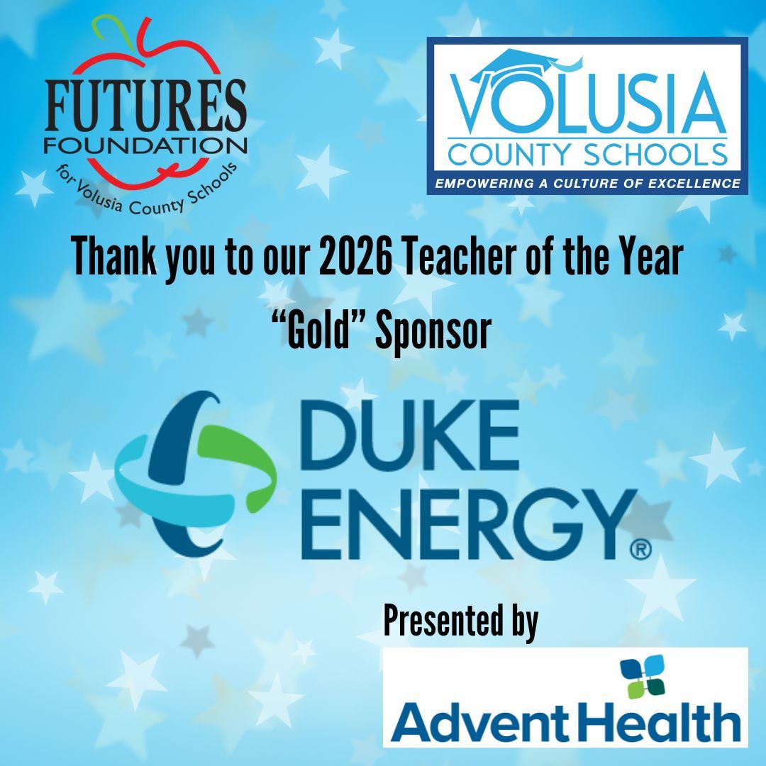 Thank you to our <a href="/volusiaschools/">Volusia County Schools</a> Teacher of the Year Gold Sponsor, @dukeenergy. Your support will allow us to celebrate our wonderful educators at our upcoming banquet, presented by @adventhealth!