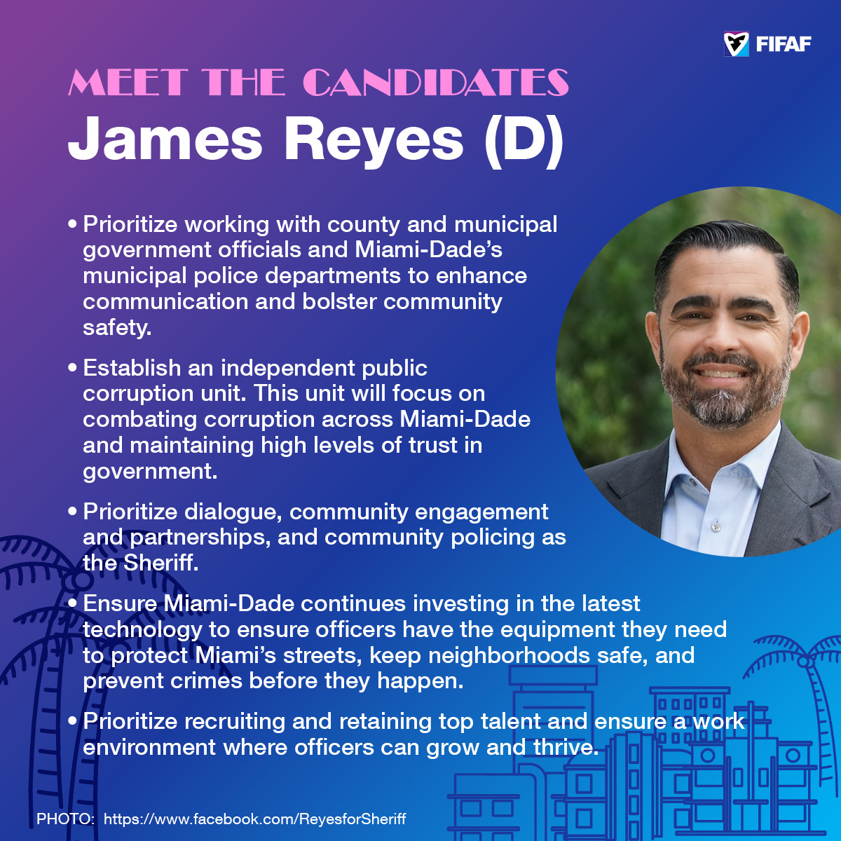 FIFAction's tweet photo. Here is the platform for each candidate running for Sheriff.
  
Remember you want to let a sheriff who will prioritize community safety, listen to community members and end police corruption.  

#fifaction #miami #sherrifsrace https://t.co/lQQnmLUkUg