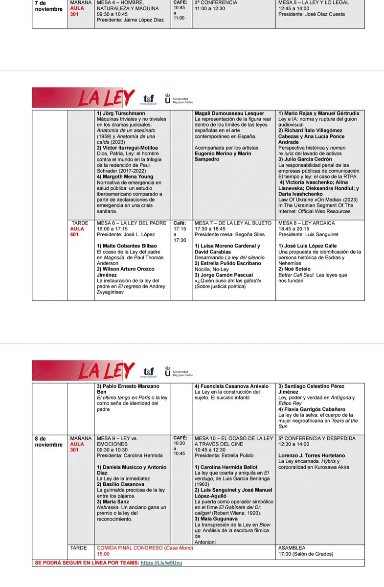 Ya está publicado el programa definitivo del XII CONGRESO Internacional Trama y Fondo #LaLey

Del 5 al 8 de noviembre, Campus C/Quintana URJC
tramayfondo.com/agenda/2024/PR…

El congreso podrá seguirse por Teams: t.ly/w9Uyu
