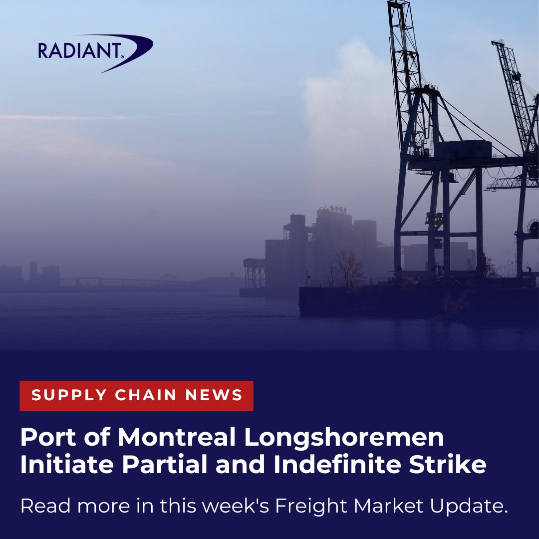 Port of Montreal longshoremen initiate partial and indefinite strike; $101M  settlement reached in Baltimore bridge disaster; Driverless truck completes  65 MPH test on closed course. Freight Market Update: https://t.co/DBDli6Le7N