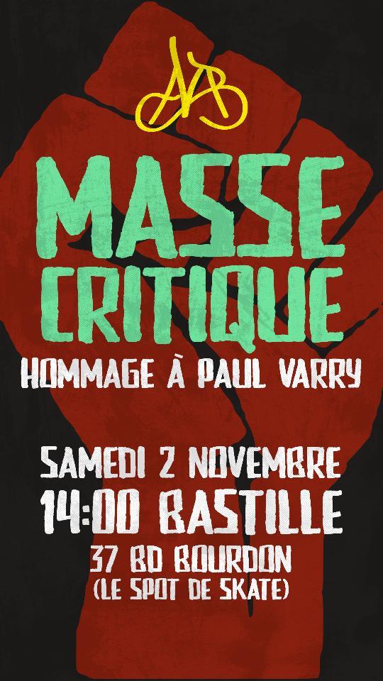 ColombesaveloM's tweet photo. 🚴‍♀️ Rejoignez la #MasseCritique en hommage à Paul Varry ce samedi à 14h, départ Place de la Bastille !
Montrons notre présence et notre solidarité pour des rues plus sûres et plus cyclables ! 🌍🚲 Venez nombreux !✊ https://t.co/yZXtZY8PYL