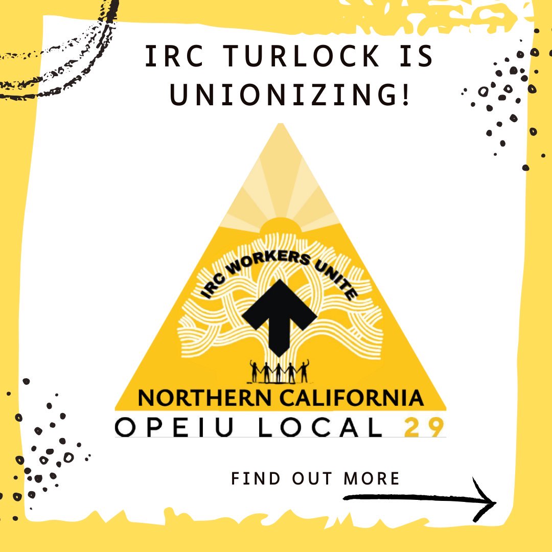 IRCworkersUNITE's tweet image. Annnnnd another one! Staff of the IRC Turlock office are joining our movement to build a better IRC for all of us and our clients. ✊

We call on IRC management to swiftly grant our peers in Turlock voluntary recognition.