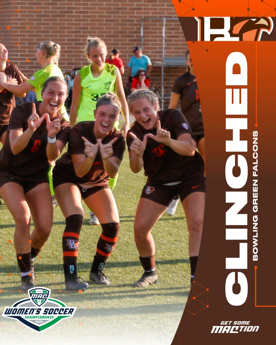 MACSports's tweet photo. CLINCHED ✅

Based on today's results, Bowling Green has secured a spot in the upcoming MAC Women’s Soccer Championship!

@BGSU_WSoccer | #MACtion https://t.co/00ZrkazfjL