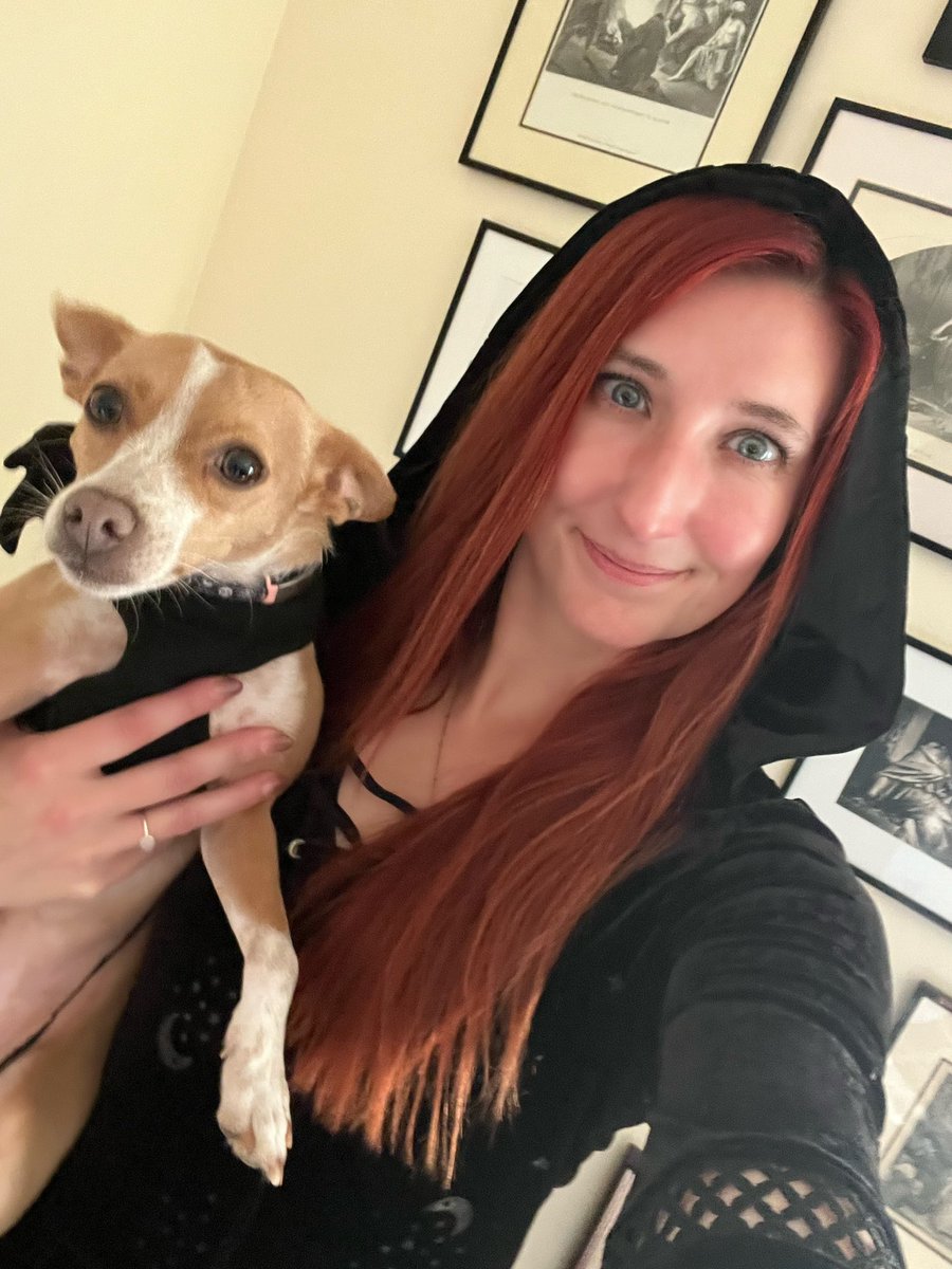 Happy Halloween!! 🎃 

My little familiar and I are ready to fly into the night 🌙

#halloween2024 #sproutthehorrorpup #witchyvibes #samhainblessings
