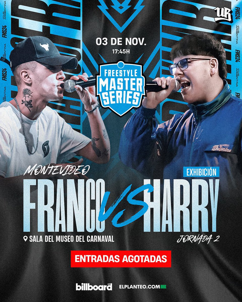 ¡FRANCO 🆚 HARRY EN MONTEVIDEO!

Los finalistas de la edición Infinita de <a href="/DarkJailuy/">Dark Jail 🌲</a>, competirán este domingo 3 de noviembre en una batalla de exhibición 👏🏻🇺🇾

🚨 Importante: la batalla se realizará a las 𝟭𝟳:𝟰𝟱𝙝 en el recinto.

#FMSArgentina