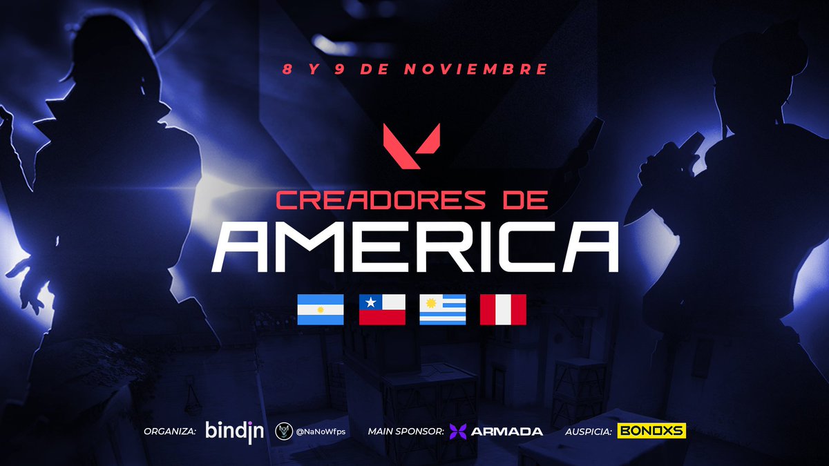 👹 CREADORES DE AMÉRICA 👹

El torneo de Valorant donde 5 creadores de Argentina, Chile, Uruguay y Perú competirán por demostrar quién tiene el mejor aim! 💥

🗓 8 y 9 de noviembre
💸 $2,000 USD en premios

A qué creadores querés ver representándote? 👀🔥