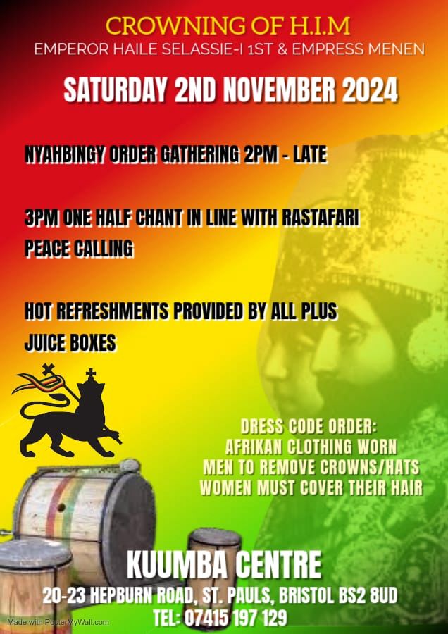 #Glocal Fri 1st Nov 2024
On <a href="/Ujimaradio/">Ujima Radio</a> 98fm 12 noon - 2pm UK/Ghana Time

We bring reasoning on event celebrating the Coronation of #HisImperialMajesty and Empress Menen on 2nd November. 

With guests Ras Moqapi Selassie and Sis Nwanyi