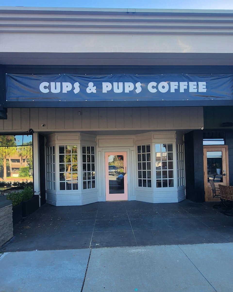 Opening alert. Coming to Edgewater Drive. Cups &amp; Pups Coffee.