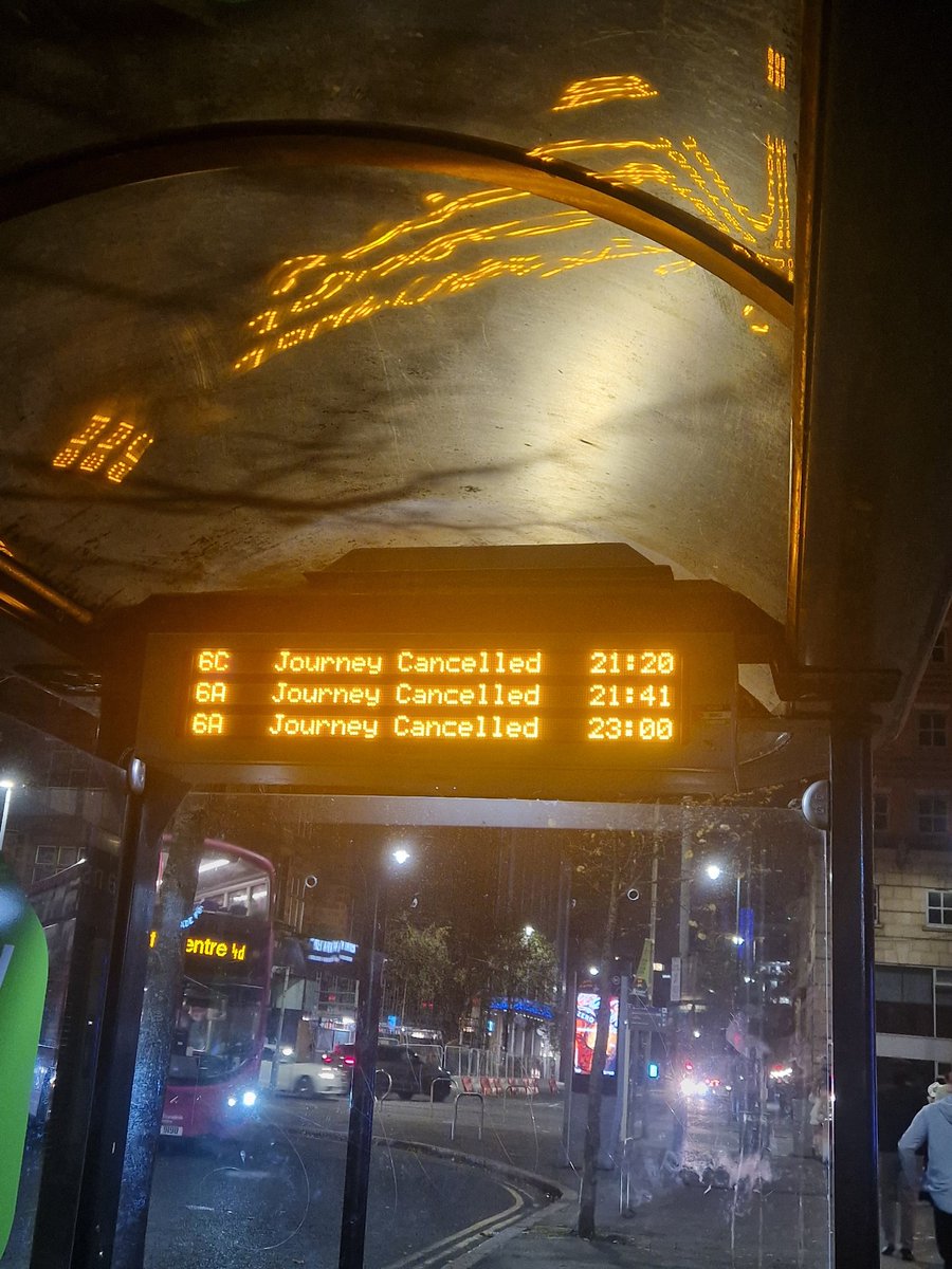 feefeehona's tweet photo. @Translink_NI Hi Translink, why are all these buses cancelled on an evening when the town is actually quite busy and people need public transport? @SeamasBelfast https://t.co/UBEdtqr3Fl