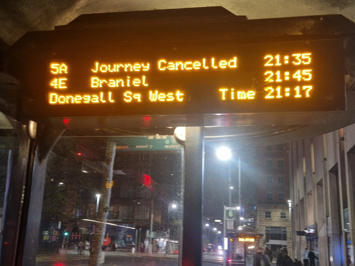 feefeehona's tweet photo. @Translink_NI Hi Translink, why are all these buses cancelled on an evening when the town is actually quite busy and people need public transport? @SeamasBelfast https://t.co/UBEdtqr3Fl