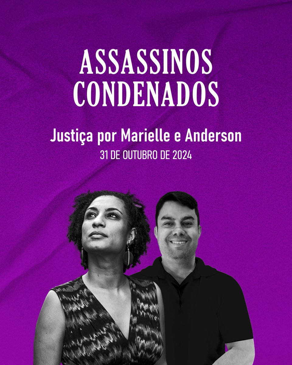 A JUSTIÇA POR MARIELLE E ANDERSON COMEÇOU! Ronnie Lessa e Élcio Queiroz foram condenados pelo assassinato de Marielle e Anderson. Depois de 6 anos, 7 meses e 17 dias. Esse é um passo significativo na luta por justiça. #JustiçaPorMarielleEAnderson