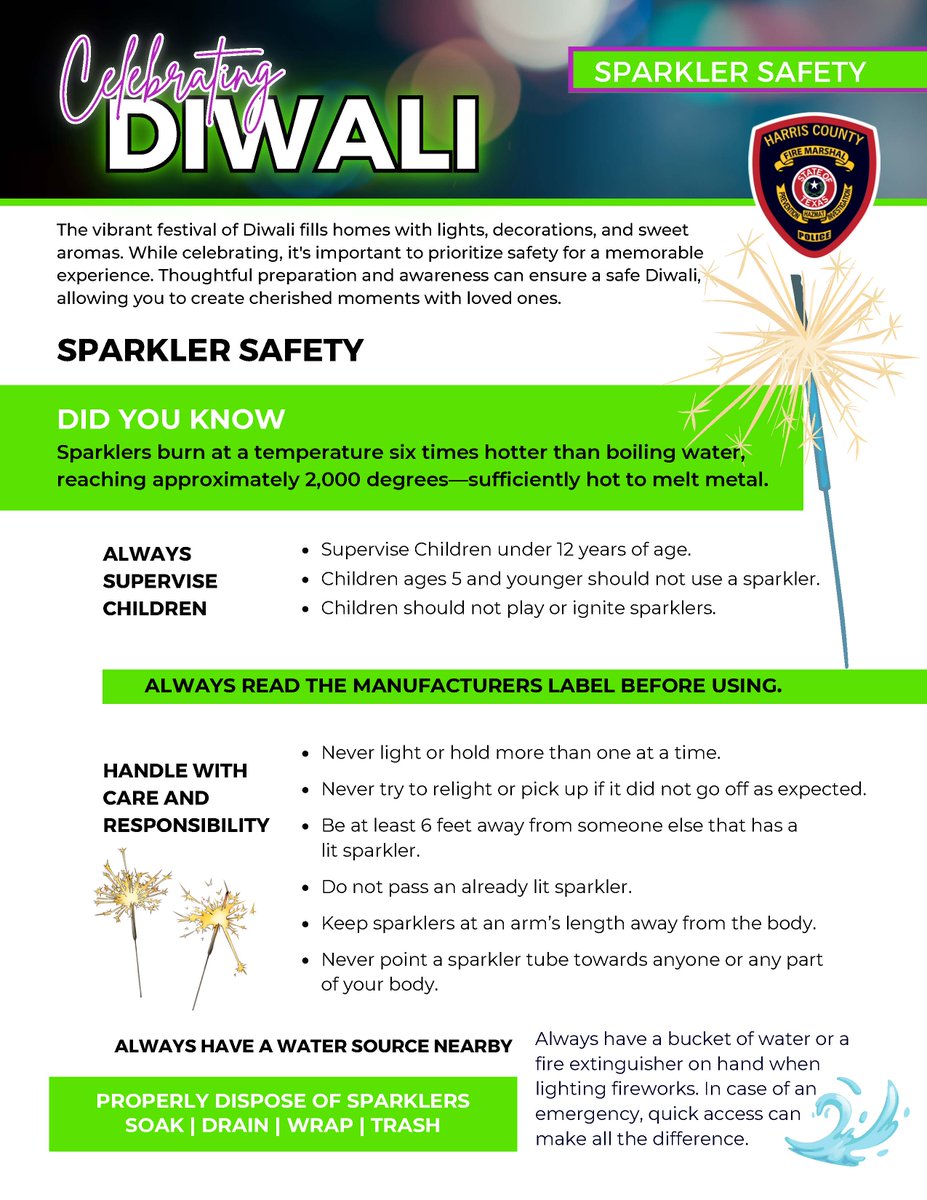 A friendly reminder when using fireworks for Diwali during the celebratory period. #diwali #FireworksSafety #kleinfiredept #hcesd16