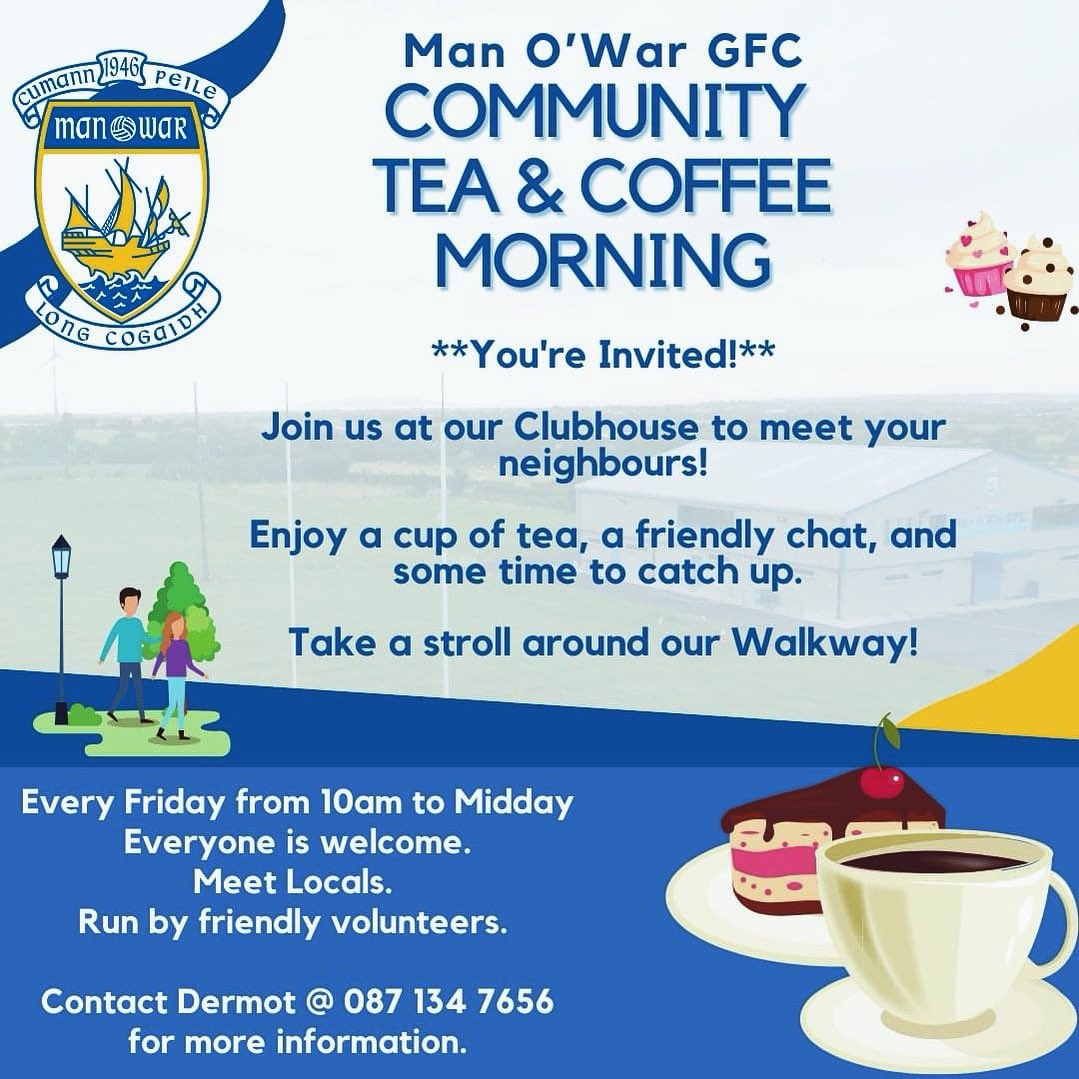 Man O'War GFC (@mow_gfc) on Twitter photo 🌟 **You're Invited!** 🌟
☕ **What to expect:**
- A warm cup of tea or coffee
- Friendly chats and connections
- A peaceful stroll along our beautiful Walkway
For more information, contact Dermot at 📞 087 134 7656. We can’t wait to see you there!
<a href="/Balrothery/">Balrothery Tweets🇮🇪🌻🇺🇦</a> 🌟 **You're Invited!** 🌟
☕ **What to expect:**
- A warm cup of tea or coffee
- Friendly chats and connections
- A peaceful stroll along our beautiful Walkway
For more information, contact Dermot at 📞 087 134 7656. We can’t wait to see you there!
<a href="/Balrothery/">Balrothery Tweets🇮🇪🌻🇺🇦</a>