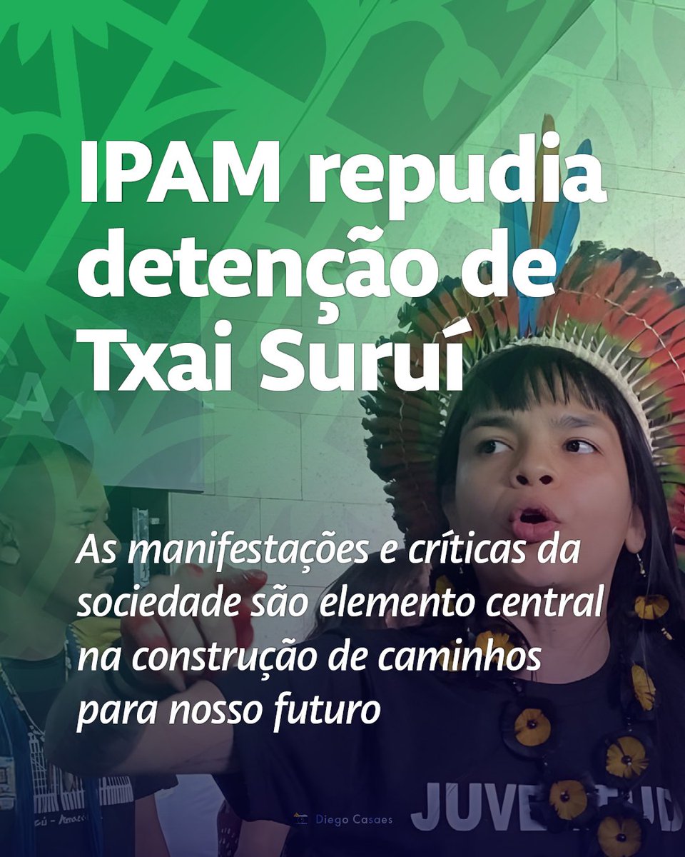 Instituto de Pesquisa Ambiental (IPAM) (@ipam_amazonia) on Twitter photo IPAM repudia a detenção de <a href="/walela15/">Txai Suruí . Para Yvoty 🪶</a> na #COP16.
Ativista indígena foi detida por defender a derrubada do marco temporal: ipam.org.br/ipam-se-solida… IPAM repudia a detenção de <a href="/walela15/">Txai Suruí . Para Yvoty 🪶</a> na #COP16.
Ativista indígena foi detida por defender a derrubada do marco temporal: ipam.org.br/ipam-se-solida…