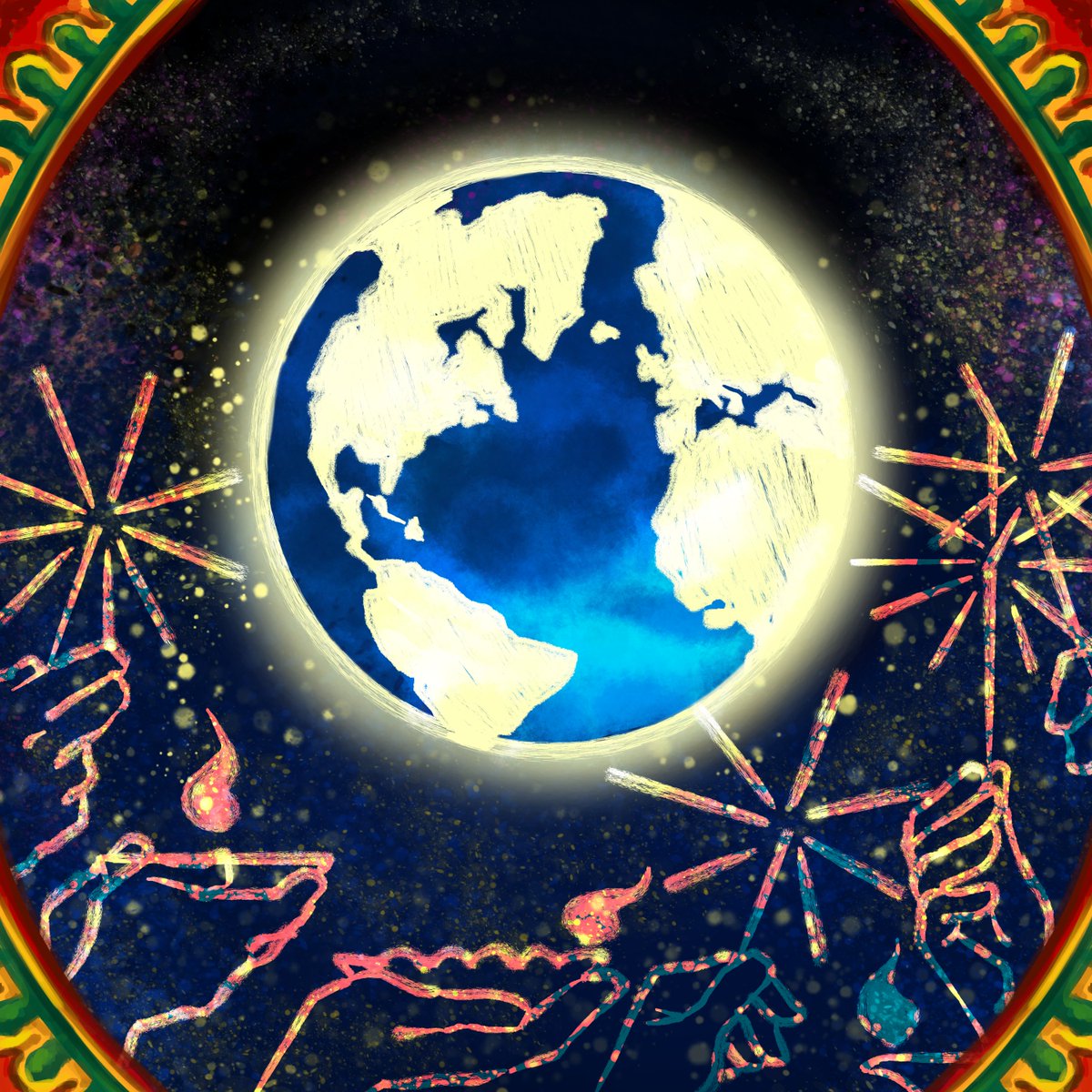 Whether you're celebrating here in Canada or anywhere else in the world, happy Diwali from all of us at CHASI!

Art created by CHASI's artist-in-residence, Sharon Strauss