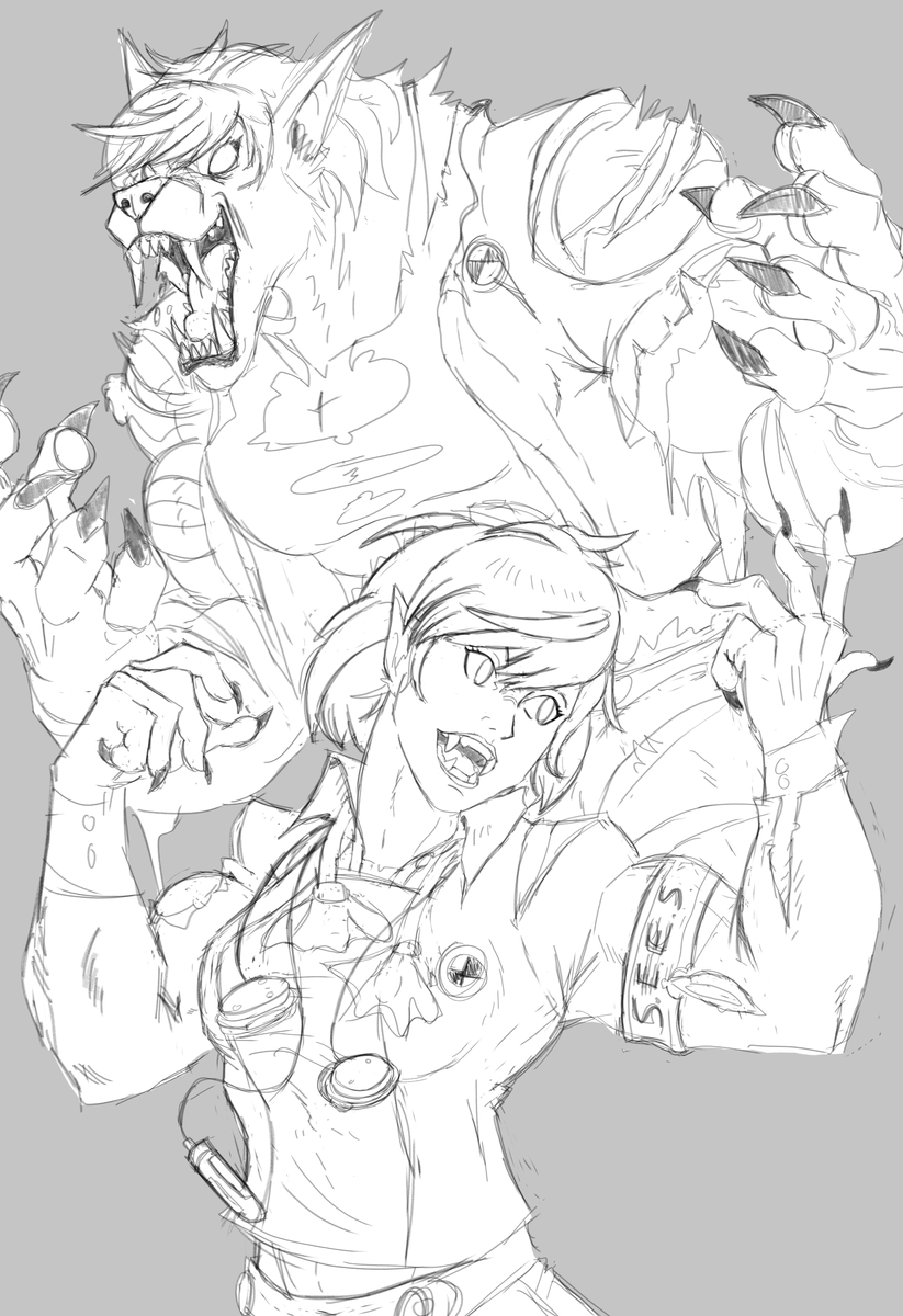 I've never played a Persona game, but I had a friend feeling down so I sketched them a quick feel better pic. Kotone Shiomi from Persona3 but werewolf. Seeing as it's halloween, why not?