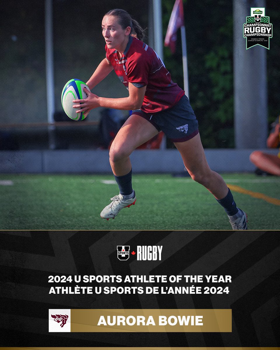 🏉🏆 Aurora Bowie of the <a href="/uOttawaGeeGees/">uOttawa Gee-Gees</a> wins the 2024 U SPORTS Rugby Rookie of the Year Award!

🏉🏆 Aurora Bowie des <a href="/uOttawaGeeGees/">uOttawa Gee-Gees</a> remporte le titre de Joueuse de rugby U SPORTS de l'année 2024 !  

#ChaseTheGlory | #ViserHaut
