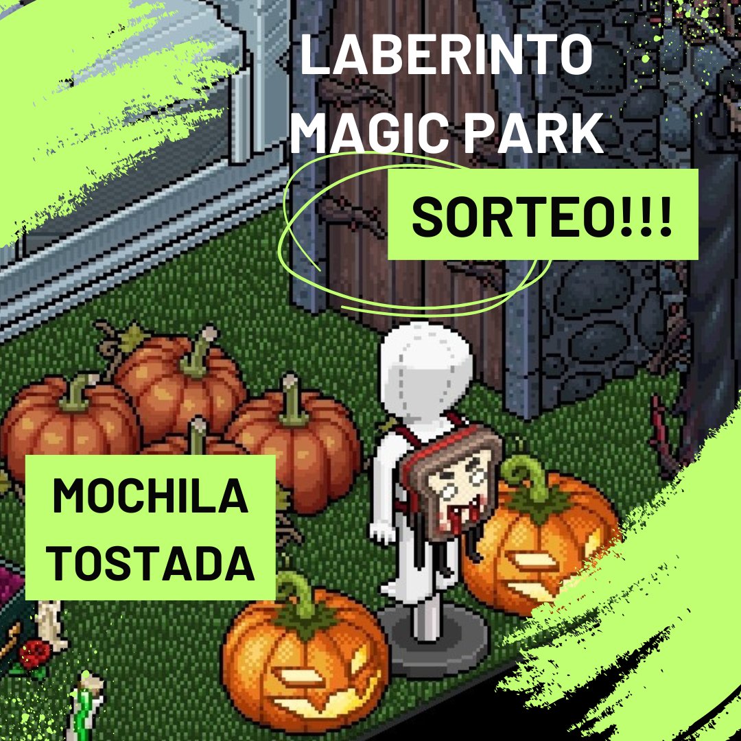 SORTEO 🎃👻
Gana mochila tostada

- Sigue está cuenta 
- Etiqueta a un amigo 
- Comparte este post 

Termina pronto...

Lab Magic Park les desea un Feliz Halloween. No olviden visitar nuestro laberinto en habbo.es ✨👾